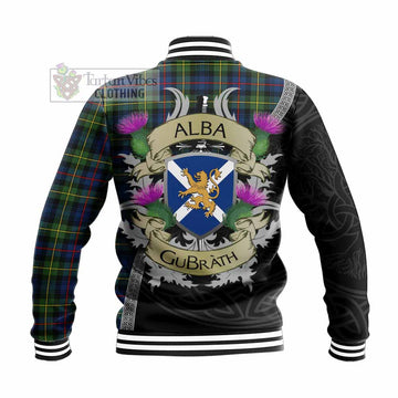 Baillie (Bailey) Tartan Family Crest Baseball Jacket Lion Rampant Royal Thistle Shield Celtic Inspired - Tartan Vibes Clothing