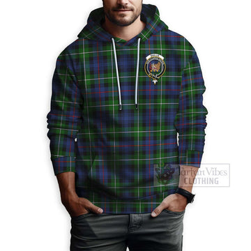 Baillie (Bailey) Tartan Hoodie with Family Crest and Bearded Skull Holding Bottles of Whiskey - Tartan Vibes Clothing