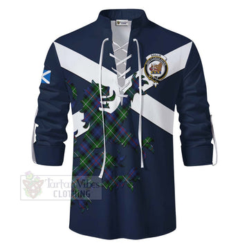 Baillie (Bailey) Tartan Lion Rampant Ghillie Kilt Shirt Proudly Display Your Heritage with Alba Gu Brath and Clan Name - Tartan Vibes Clothing