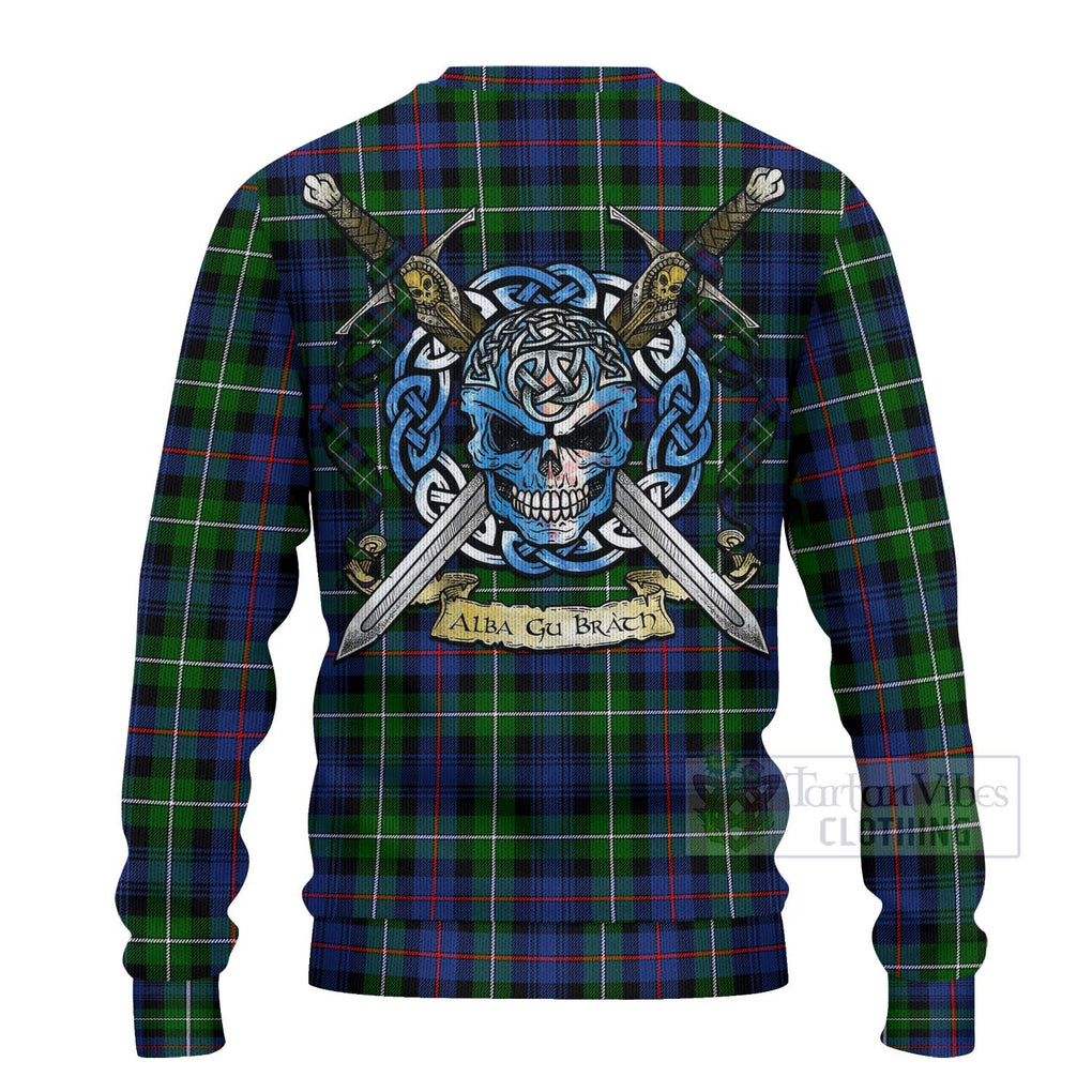 Baillie (Bailey) Tartan Ugly Sweater with Family Crest Celtic Skull Style - Tartan Vibes Clothing