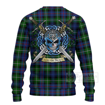 Baillie (Bailey) Tartan Ugly Sweater with Family Crest Celtic Skull Style - Tartan Vibes Clothing