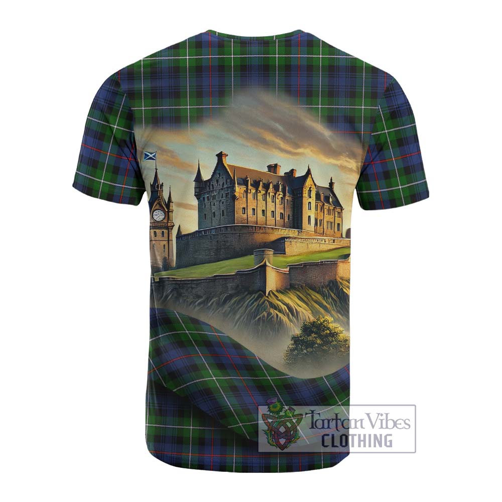 Baillie (Bailey) Tartan Family Crest Cotton T-shirt with Scottish Ancient Castle Style - Tartan Vibes Clothing