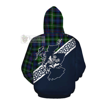 Baillie (Bailey) Tartan Cotton Hoodie Featuring Thistle and Scotland Map Pullover Hoodie - Tartan Vibes Clothing