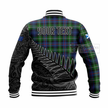 Baillie (Bailey) Crest Tartan Baseball Jacket with New Zealand Silver Fern Half Style - Tartan Vibes Clothing