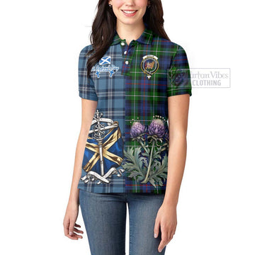 Baillie (Bailey) Tartan Women's Polo Shirt Happy St. Andrew's Day Half Tartan Style - Tartan Vibes Clothing