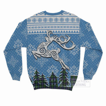 Baillie (Bailey) Clan Christmas Sweatshirt Celtic Reindeer Style - Tartan Vibes Clothing