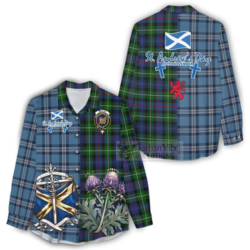 Baillie (Bailey) Tartan Women's Casual Shirt Happy St. Andrew's Day Half Tartan Style - Tartan Vibes Clothing