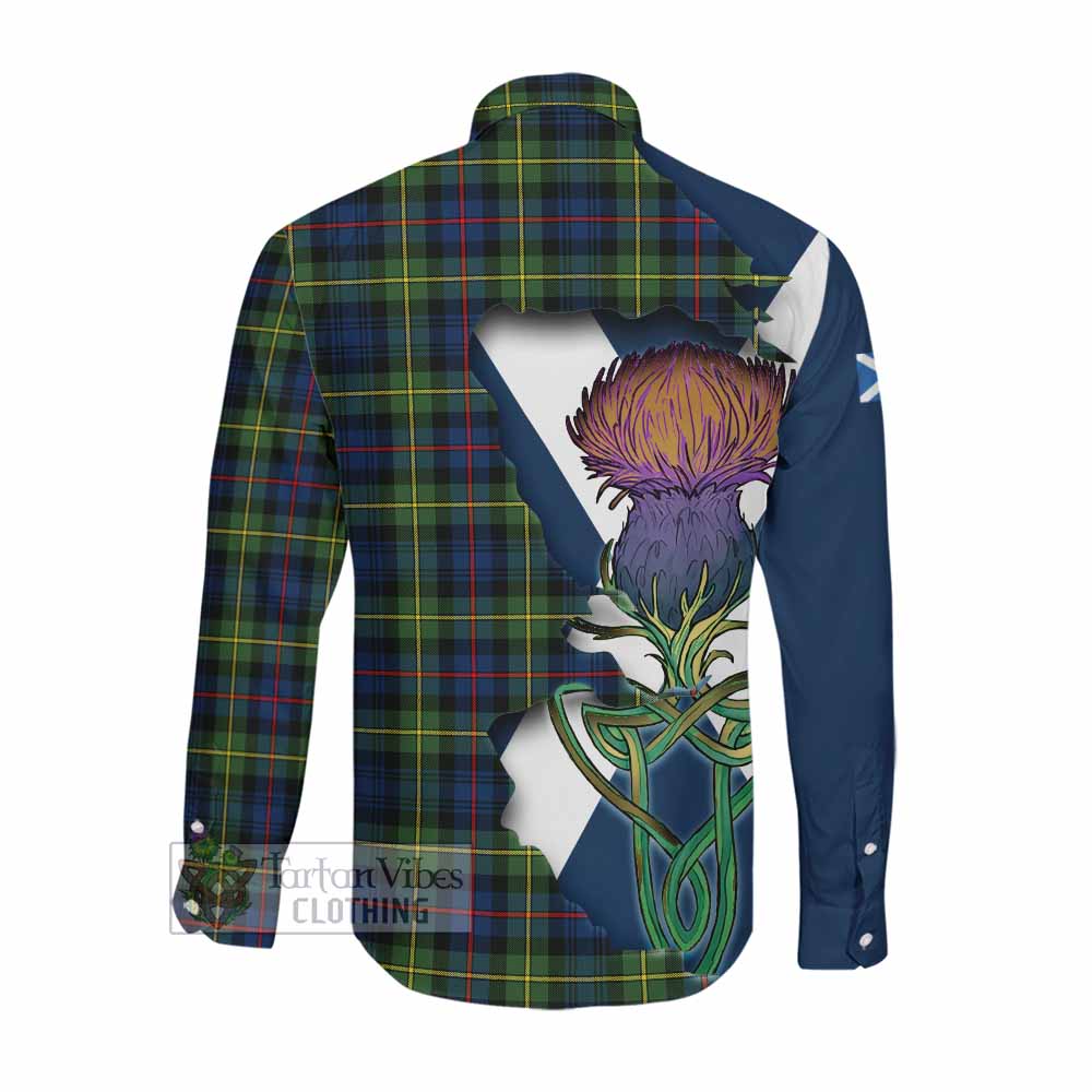 Tartan Vibes Clothing Baillie (Bailey) Tartan Family Crest Long Sleeve Button Shirt Scottish Thistle Celtic Inspired