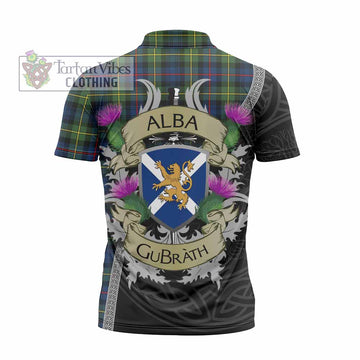 Baillie (Bailey) Tartan Family Crest Zipper Polo Shirt Lion Rampant Royal Thistle Shield Celtic Inspired - Tartan Vibes Clothing