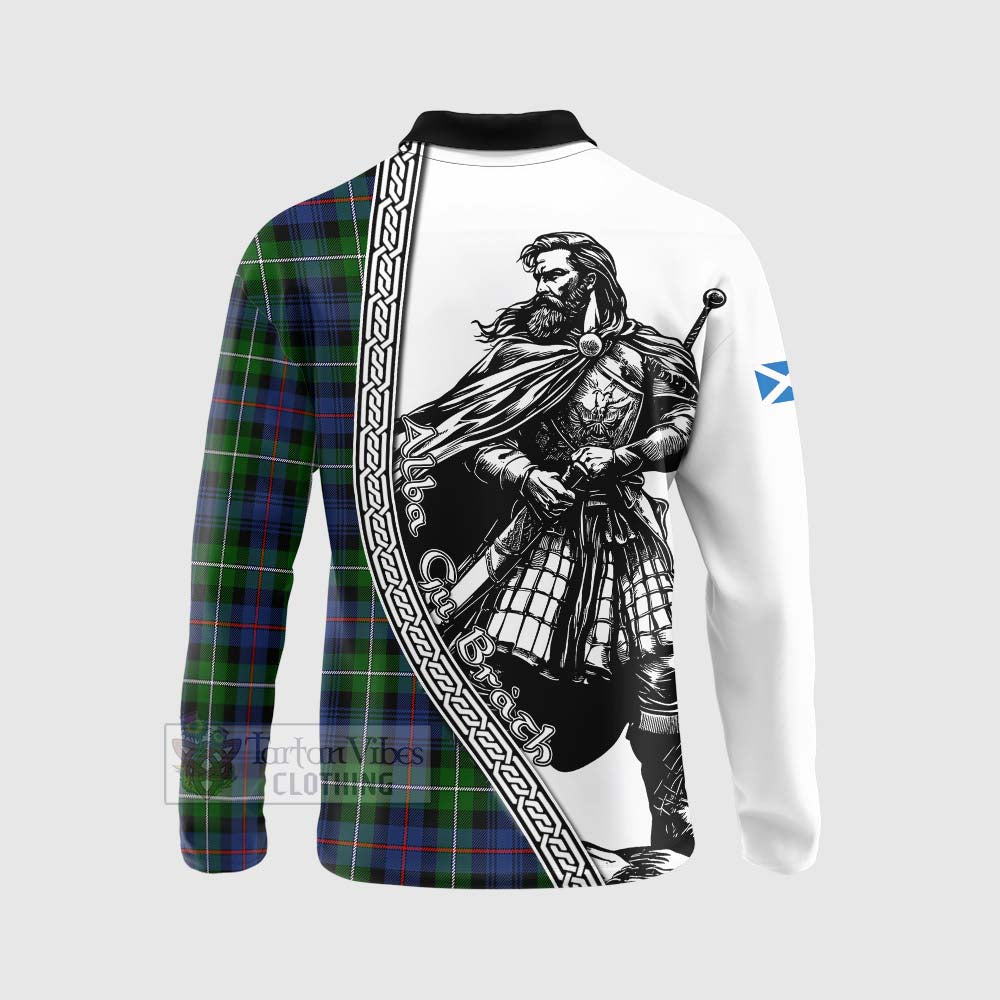 Baillie (Bailey) Tartan Clan Crest Long Sleeve Polo Shirt with Highlander Warrior Celtic Style - Tartan Vibes Clothing