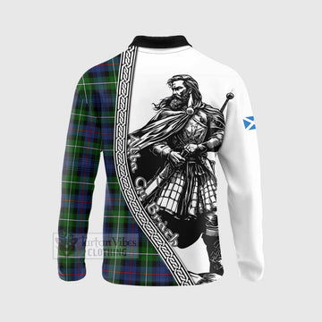Baillie (Bailey) Tartan Clan Crest Long Sleeve Polo Shirt with Highlander Warrior Celtic Style - Tartan Vibes Clothing