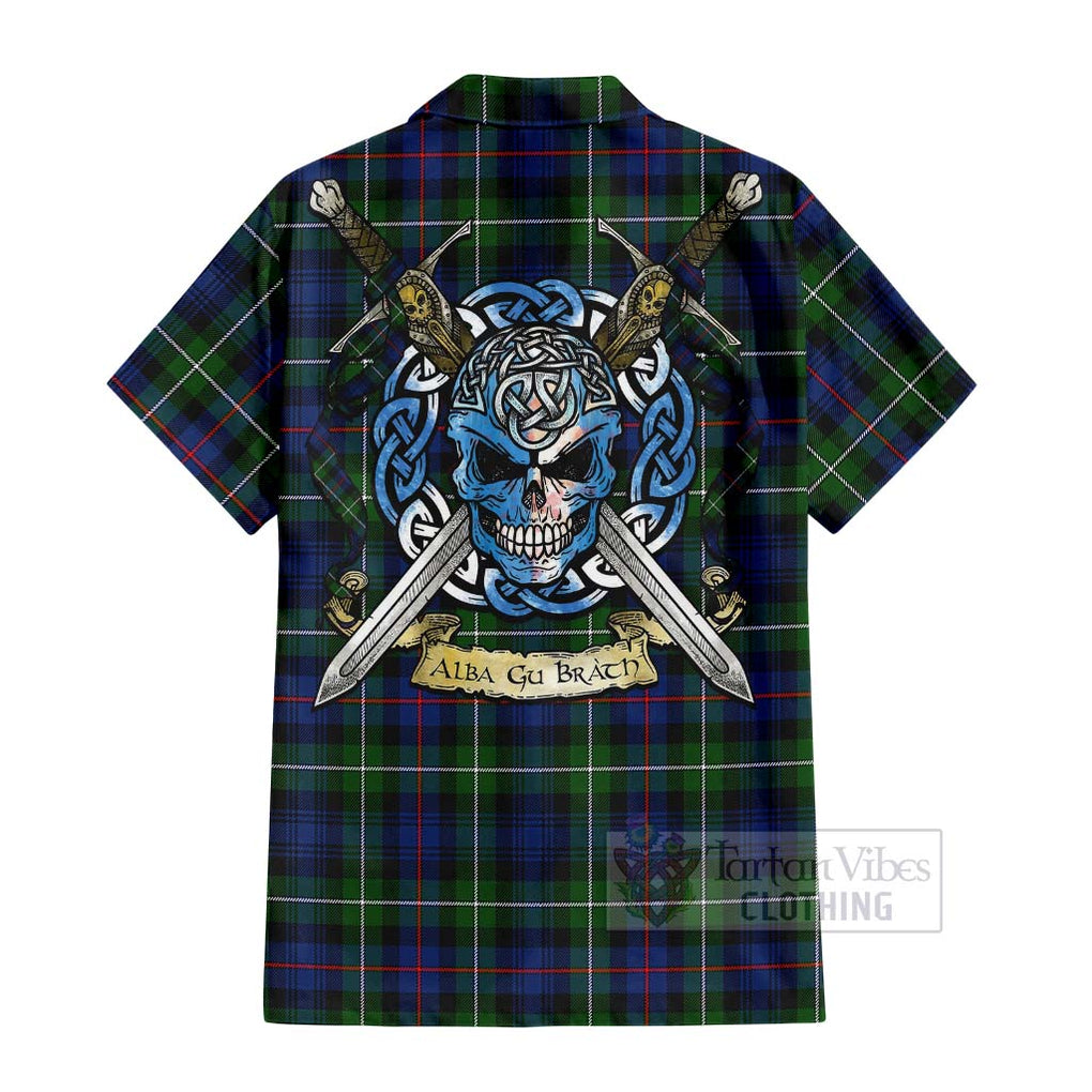 Baillie (Bailey) Tartan Hawaiian Shirt with Family Crest Celtic Skull Style - Tartan Vibes Clothing