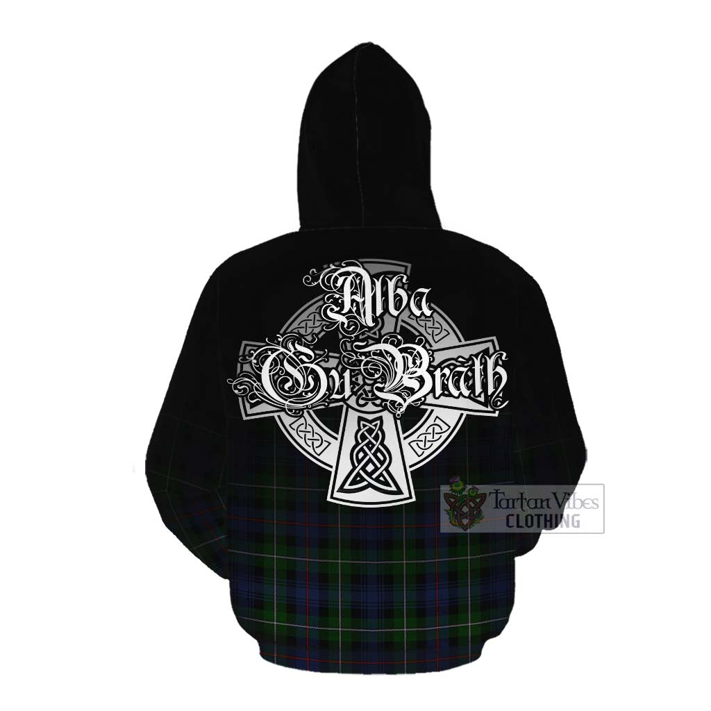 Tartan Vibes Clothing Baillie (Bailey) Tartan Cotton Hoodie Featuring Alba Gu Brath Family Crest Celtic Inspired