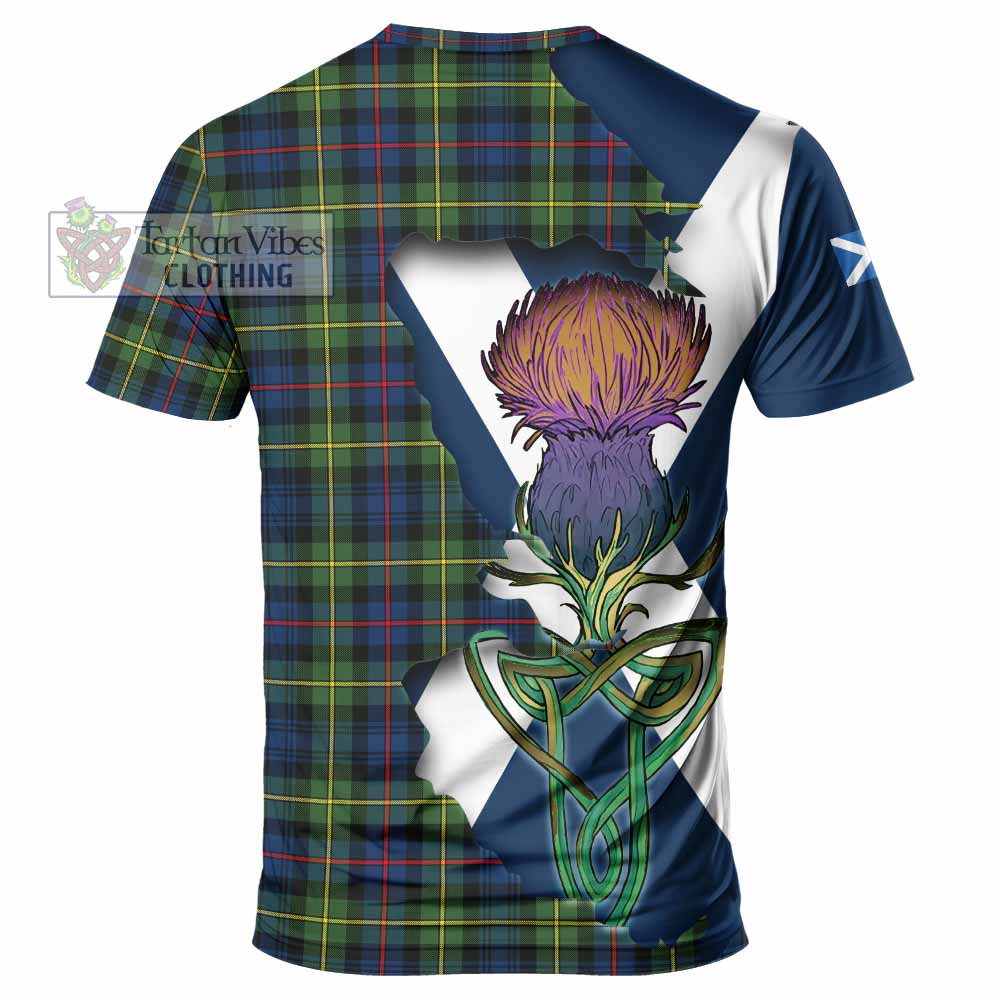 Tartan Vibes Clothing Baillie (Bailey) Tartan Family Crest T-Shirt Scottish Thistle Celtic Inspired