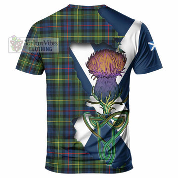 Tartan Vibes Clothing Baillie (Bailey) Tartan Family Crest T-Shirt Scottish Thistle Celtic Inspired