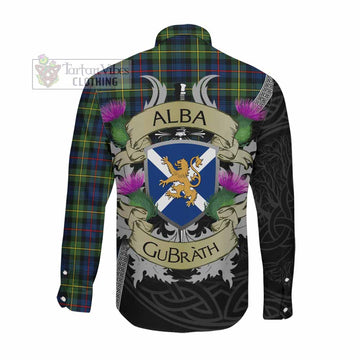 Baillie (Bailey) Tartan Family Crest Long Sleeve Button Shirt Lion Rampant Royal Thistle Shield Celtic Inspired Men's Shirt - Tartan Vibes Clothing