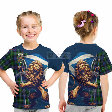 Baillie (Bailey) Tartan Family Crest Kid T-Shirt with Scottish Majestic Lion - Tartan Vibes Clothing