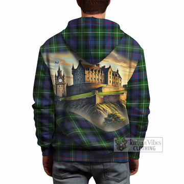 Baillie (Bailey) Tartan Family Crest Hoodie with Scottish Ancient Castle Style - Tartan Vibes Clothing