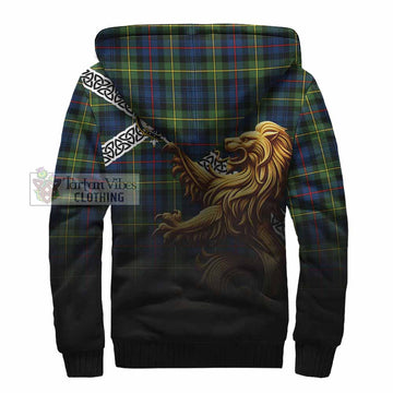 Baillie (Bailey) Crest Tartan Sherpa Hoodie with Golden Lion Emblem Celtic Style - Tartan Vibes Clothing