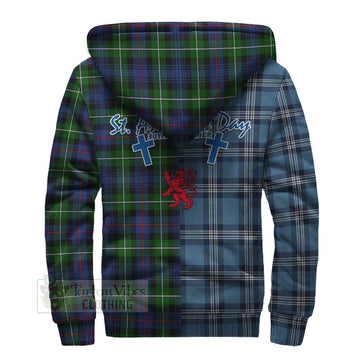 Baillie (Bailey) Tartan Sherpa Hoodie Happy St. Andrew's Day Half Tartan Style - Tartan Vibes Clothing
