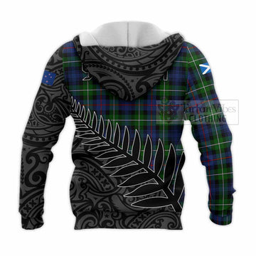 Baillie (Bailey) Crest Tartan Knitted Hoodie with New Zealand Silver Fern Half Style - Tartan Vibes Clothing