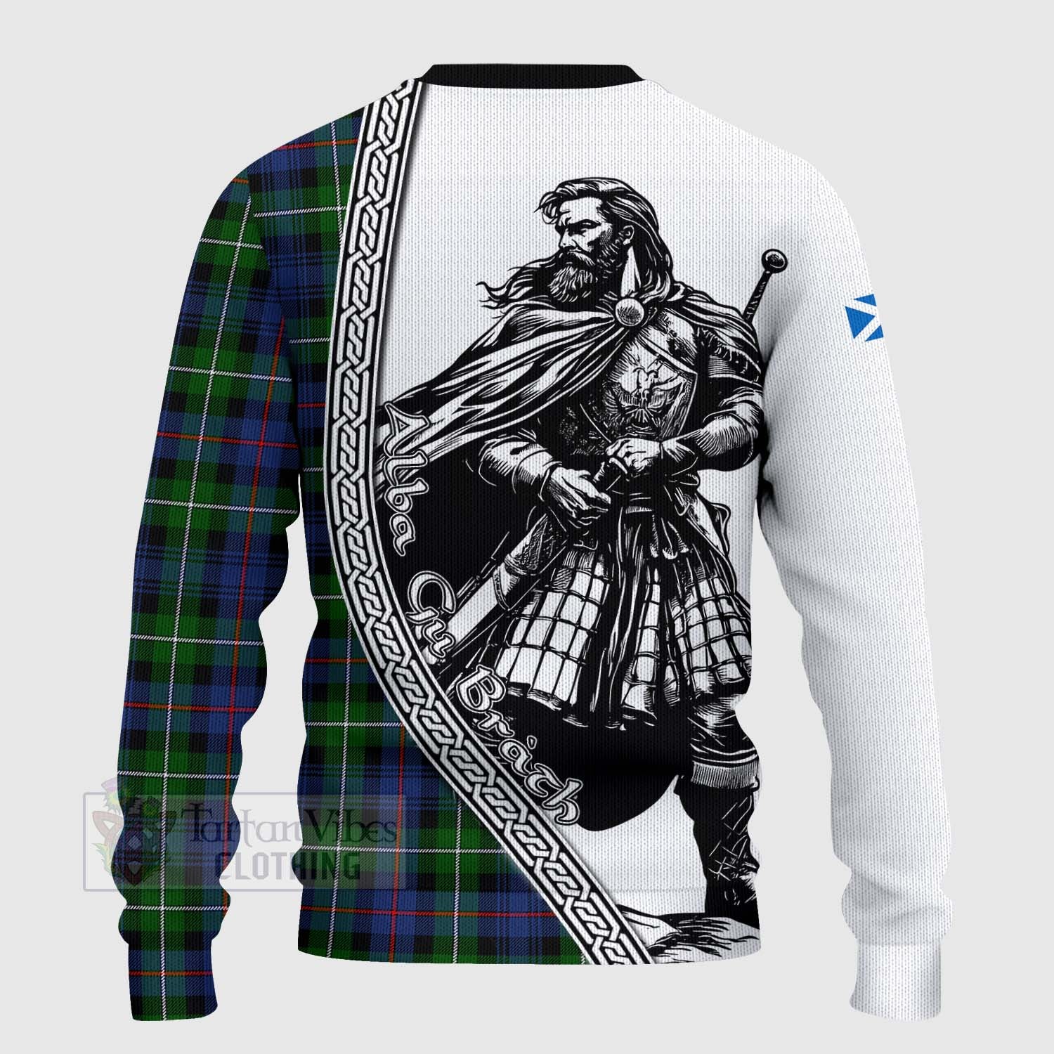 Baillie (Bailey) Tartan Clan Crest Knitted Sweater with Highlander Warrior Celtic Style - Tartan Vibes Clothing