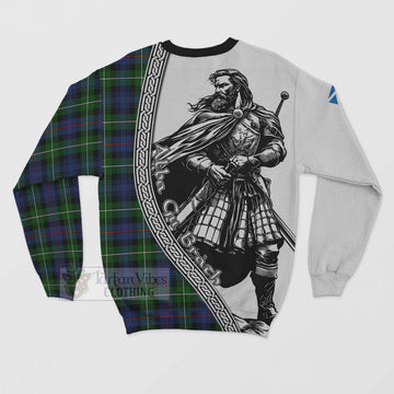 Baillie (Bailey) Tartan Clan Crest Sweatshirt with Highlander Warrior Celtic Style - Tartan Vibes Clothing