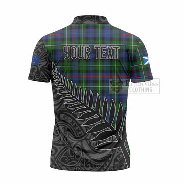 Baillie (Bailey) Crest Tartan Zipper Polo Shirt with New Zealand Silver Fern Half Style - Tartan Vibes Clothing