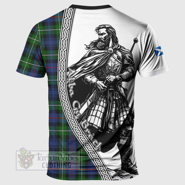 Baillie (Bailey) Tartan Clan Crest T-Shirt with Highlander Warrior Celtic Style