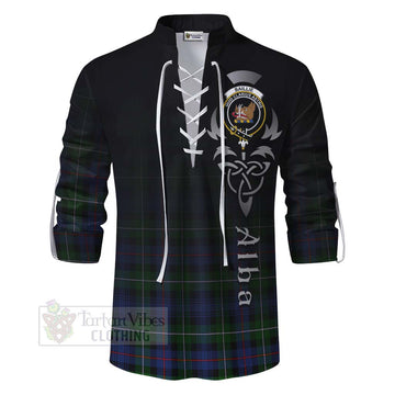 Baillie (Bailey) Tartan Ghillie Kilt Shirt Featuring Alba Gu Brath Family Crest Celtic Inspired - Tartan Vibes Clothing