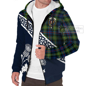 Baillie (Bailey) Tartan Sherpa Hoodie Featuring Thistle and Scotland Map - Tartan Vibes Clothing
