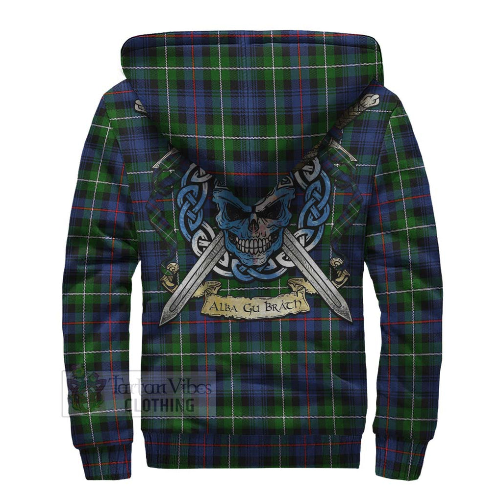 Baillie (Bailey) Tartan Sherpa Hoodie with Family Crest Celtic Skull Style - Tartan Vibes Clothing