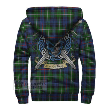Baillie (Bailey) Tartan Sherpa Hoodie with Family Crest Celtic Skull Style - Tartan Vibes Clothing