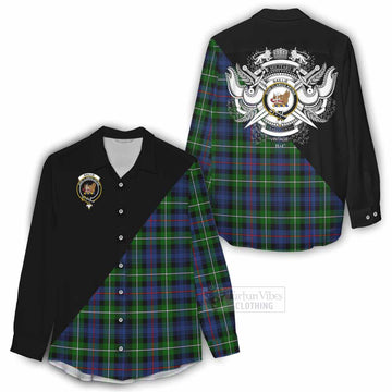 Baillie (Bailey) Tartan Women's Casual Shirt with Family Crest and Military Logo Style - Tartan Vibes Clothing