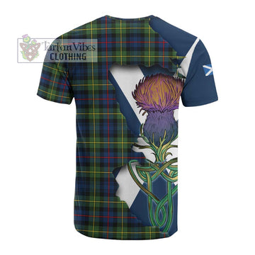 Baillie (Bailey) Tartan Family Crest Cotton T-shirt Scottish Thistle Celtic Inspired
