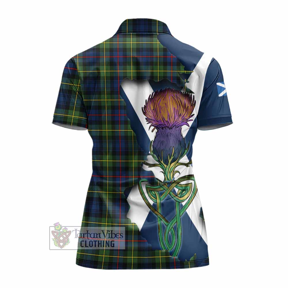 Tartan Vibes Clothing Baillie (Bailey) Tartan Family Crest Women's Polo Shirt Scottish Thistle Celtic Inspired