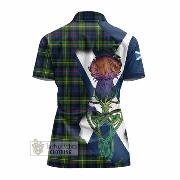Tartan Vibes Clothing Baillie (Bailey) Tartan Family Crest Women's Polo Shirt Scottish Thistle Celtic Inspired