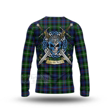 Baillie (Bailey) Tartan Long Sleeve T-Shirt with Family Crest Celtic Skull Style - Tartan Vibes Clothing