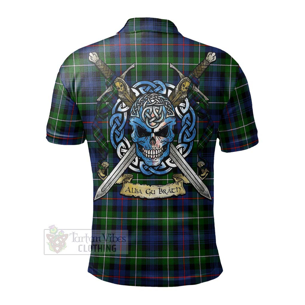 Baillie (Bailey) Tartan Polo Shirt with Family Crest Celtic Skull Style - Tartan Vibes Clothing