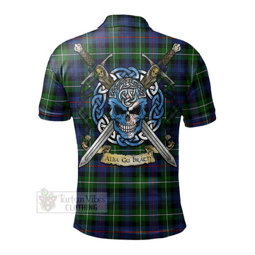 Baillie (Bailey) Tartan Polo Shirt with Family Crest Celtic Skull Style - Tartan Vibes Clothing