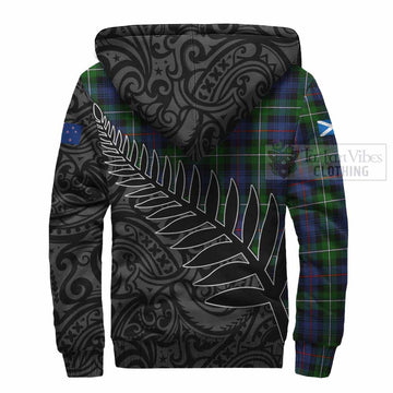 Baillie (Bailey) Crest Tartan Sherpa Hoodie with New Zealand Silver Fern Half Style - Tartan Vibes Clothing
