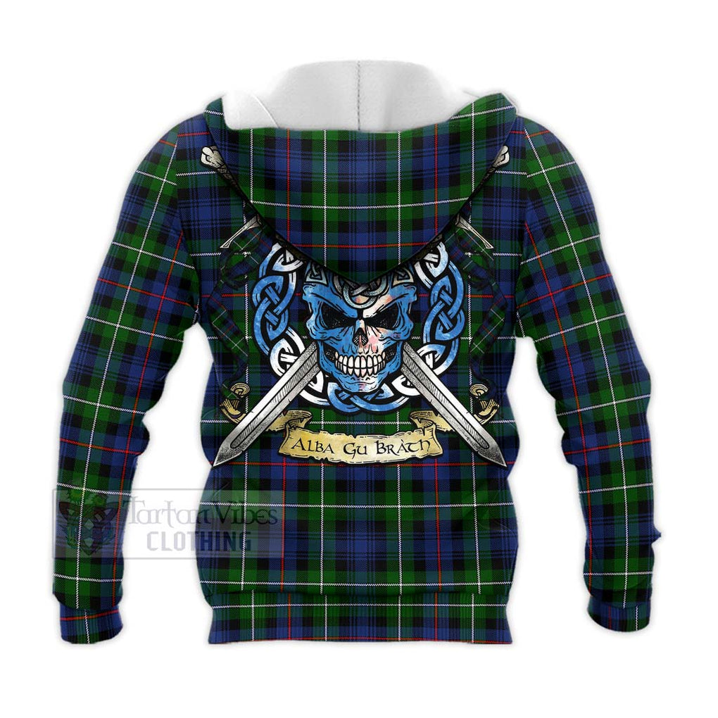 Baillie (Bailey) Tartan Knitted Hoodie with Family Crest Celtic Skull Style - Tartan Vibes Clothing