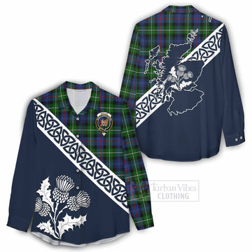 Baillie (Bailey) Tartan Women's Casual Shirt Featuring Thistle and Scotland Map - Tartan Vibes Clothing