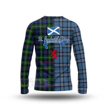 Baillie (Bailey) Tartan Long Sleeve T-Shirt Happy St. Andrew's Day Half Tartan Style - Tartan Vibes Clothing