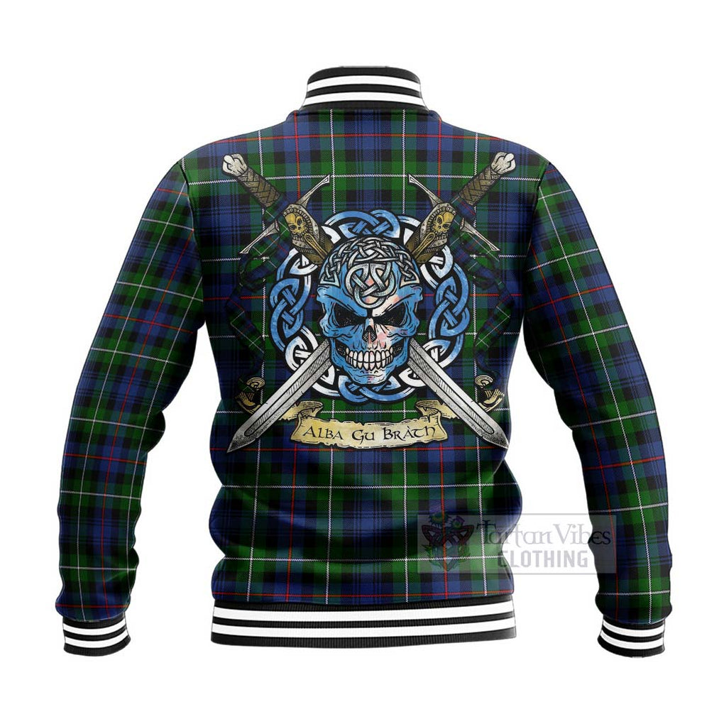 Baillie (Bailey) Tartan Baseball Jacket with Family Crest Celtic Skull Style - Tartan Vibes Clothing