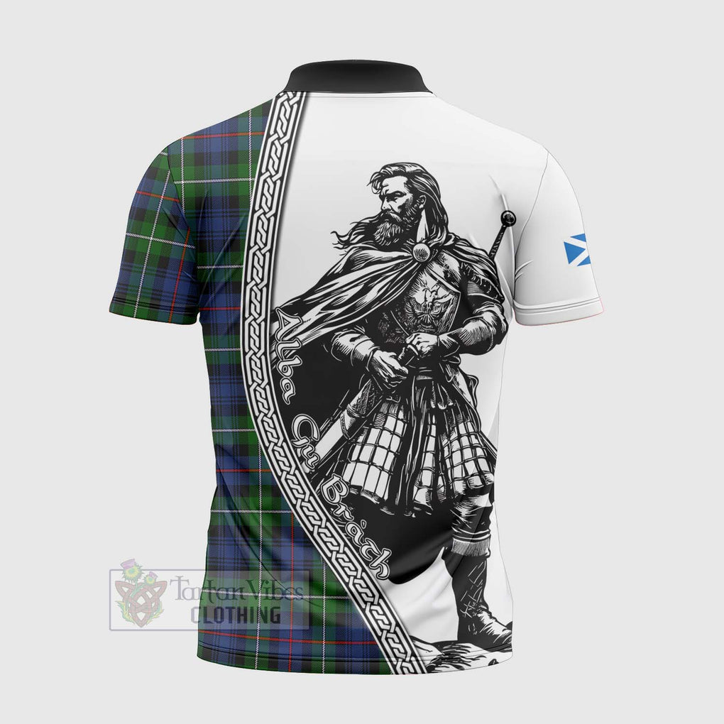 Baillie (Bailey) Tartan Clan Crest Zipper Polo Shirt with Highlander Warrior Celtic Style - Tartan Vibes Clothing