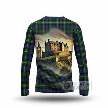 Baillie (Bailey) Tartan Family Crest Long Sleeve T-Shirt with Scottish Ancient Castle Style - Tartan Vibes Clothing
