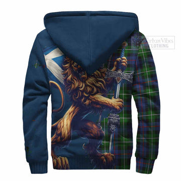 Baillie (Bailey) Tartan Family Crest Sherpa Hoodie with Scottish Majestic Lion - Tartan Vibes Clothing