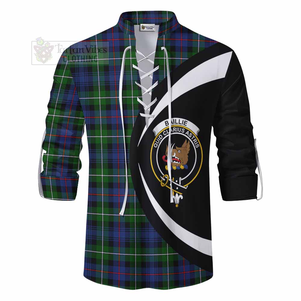 Baillie (Bailey) Tartan Ghillie Kilt Shirt with Family Crest Circle Style - Tartan Vibes Clothing