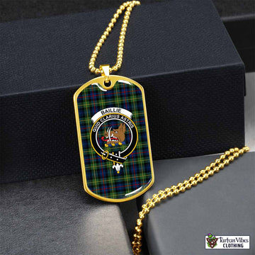 Tartan Vibes Clothing Baillie (Bailey) Tartan Dog Tag Necklace with Family Crest